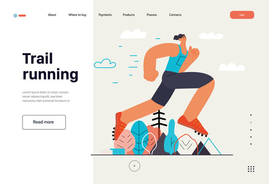 Runners - a man running and exercising outside, website template