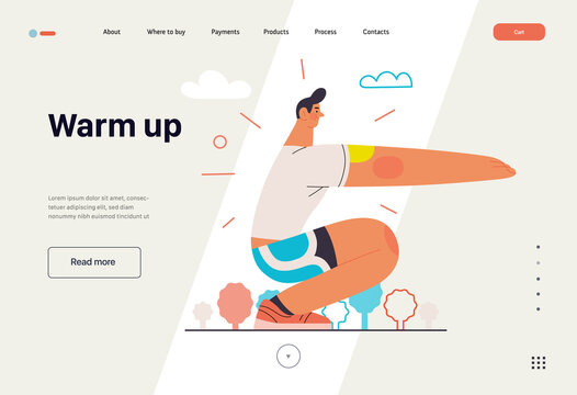 Runners - a man running and exercising outside, website template