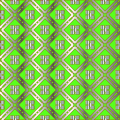  metal pattern on a green background. pattern for fabric, wallpaper, packaging. Decorative print.
