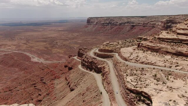 Most Dangerous Road in USA Moki Dugway and Monument Valley Aerial Shot Southwest