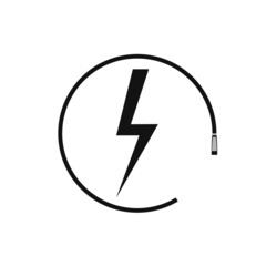 Electric car charging icon, graphic design template, lightning bolt. Parking with electric charge sign, vector illustration.
