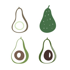 Illustration with isolated elements. Avocado vector design for logo, card, poster, etc. 