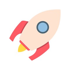 Rocket Flat Vector Line Icon Design