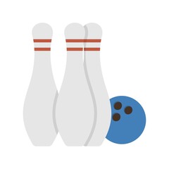 Bowling Flat Vector Line Icon Design
