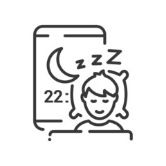 Time to sleep - vector line design single isolated icon
