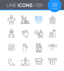 Medical equipment - modern line design style icon set