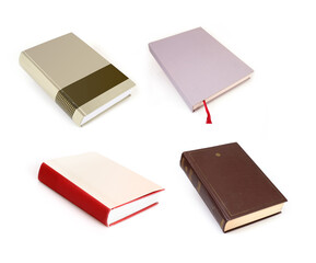 Book in colour cover with white sheets isolated on a white background