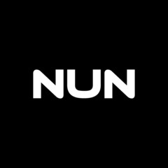 NUN letter logo design with black background in illustrator, vector logo modern alphabet font overlap style. calligraphy designs for logo, Poster, Invitation, etc.
