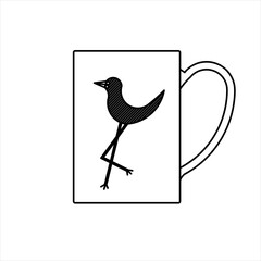 Glass sketch vector design with bird on glass
