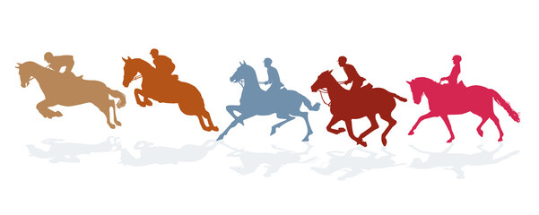 eine Gruppe von Reiter, isoliert auf weiß illustration © scusi