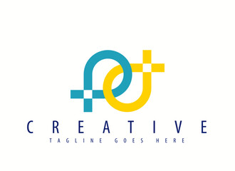 Abstract spiral logotype. wave circle logo symbol. Vector icon in yellow and turquoise