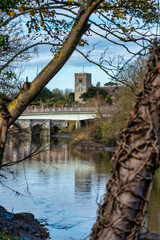St. Peter and St. Paul's Church and the river Medway in Aylesford near Maidstone, Kent, England