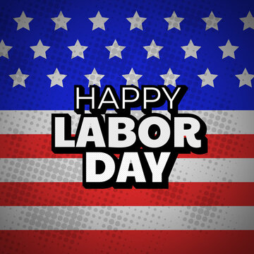happy labor day background with usa waving flag