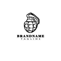 grenade logo cartoon black icon design isolated vector retro