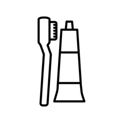 Toothpase Brush Vector Line Icon Design