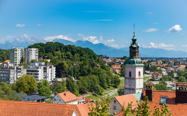 Obraz premium Škofja Loka and St. Jacob Church