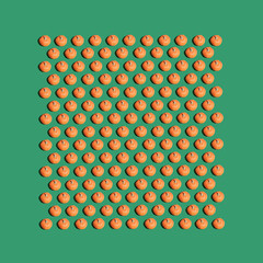 Creative Halloween season seamless pattern idea with pumpkin on dark pastel green background....