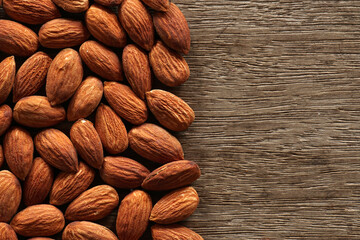 almonds nut on wood table