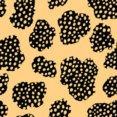 Abstract modern leopard seamless pattern. Animals trendy background. Black and beige decorative vector stock illustration for print, card, postcard, fabric, textile. Modern ornament of stylized skin