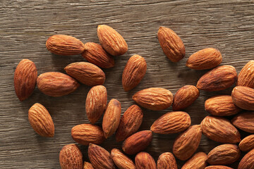 almonds nut on wood table