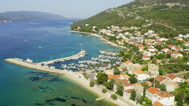 Aerial view of Orebic town on Peljesac, Croatia