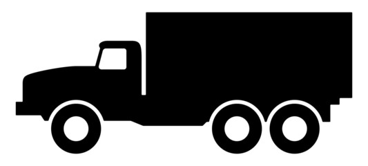 Silhouette of a truck on a white background.