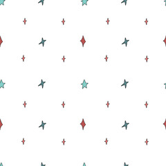 Seamless pattern with hand drawn stars. Cute design for Halloween decorations. Vector seamless pattern. Vector illustration