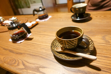 Coffee in Japanese old folk house, Ryukyu Traditional house