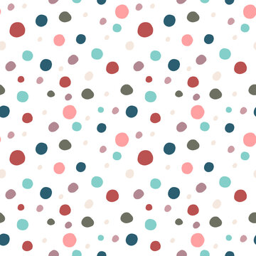 Seamless pattern with hand drawn polka dot. Cute design textille design, scrapbook paper. Vector seamless pattern. Vector illustration