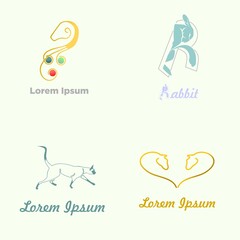 design Animal logo collection, Bird, Eagle, Pet care, dragon, butterfly, cat, deer, horse, monkey symbol