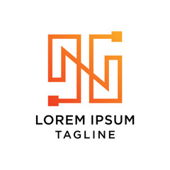 Initial N Technology Logo Design Vector