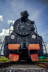 Obraz na płótnie Canvas old steam train. Ukrzaliznytsia. The train of the last century. Freight train