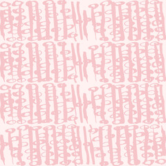 Simple vector geometric abstract seamless pattern. Monochrome pink and white minimalist repeat. Small elements in rows. Graphic texture for fabric, apparel, wallpaper.