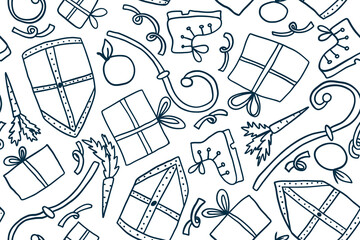 Sinterklaas outline seamless pattern - design for fabric, wrapping, textile, wallpaper, background.