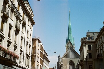 Zurich Church and City Street on Film