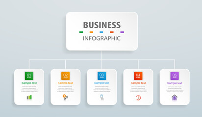 Business  infographic design template with 5 options or steps. Can be used for process diagram, presentations, workflow layout, banner, flow chart, info graph