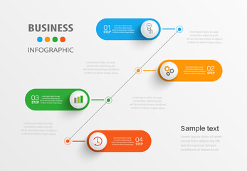 Business  infographic design template with 4 options. Can be used for workflow layout, diagram, annual report, web design, steps or processes 