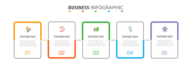 Business  infographic design template with 5 options or steps. Can be used for process diagram, presentations, workflow layout, banner, flow chart, info graph