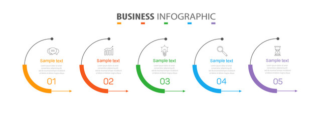 Business  infographic design template with 5 options or steps. Can be used for process diagram, presentations, workflow layout, banner, flow chart, info graph