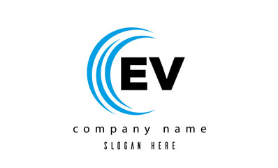 creative technology EV latter logo vector