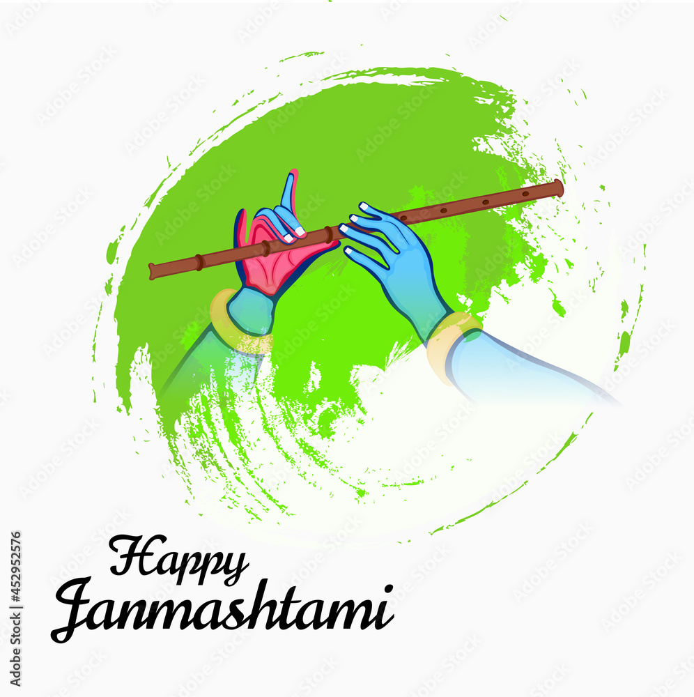 Wall mural Vector illustration of a Background  for indian festival of Happy Janmashtami Celebration.