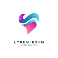 Love ocean logo design concept