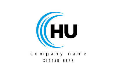 technology HU latter logo vector
