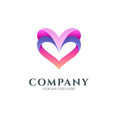 Love or heart gradient logo