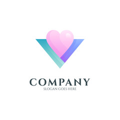 Love letter V logo template