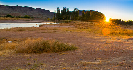 Sunrise on the Chubut river, Patagonia argentina