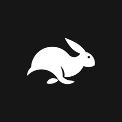 Simple Flat Running Rabbit Logo Design Template. Suitable for Rabbit Pet Shop Delivery Sport Business Brand Company Etc.