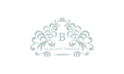 Elegant floral monogram template with letter B.
Logo, business sign, identical for a restaurant, boutique, hotel, heraldry, jewelry.