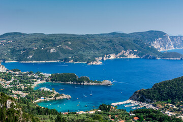 View of Paleokastritsa bay in Corfu, Greece
