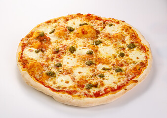 Italian Pizza with mozzarella and pesto
